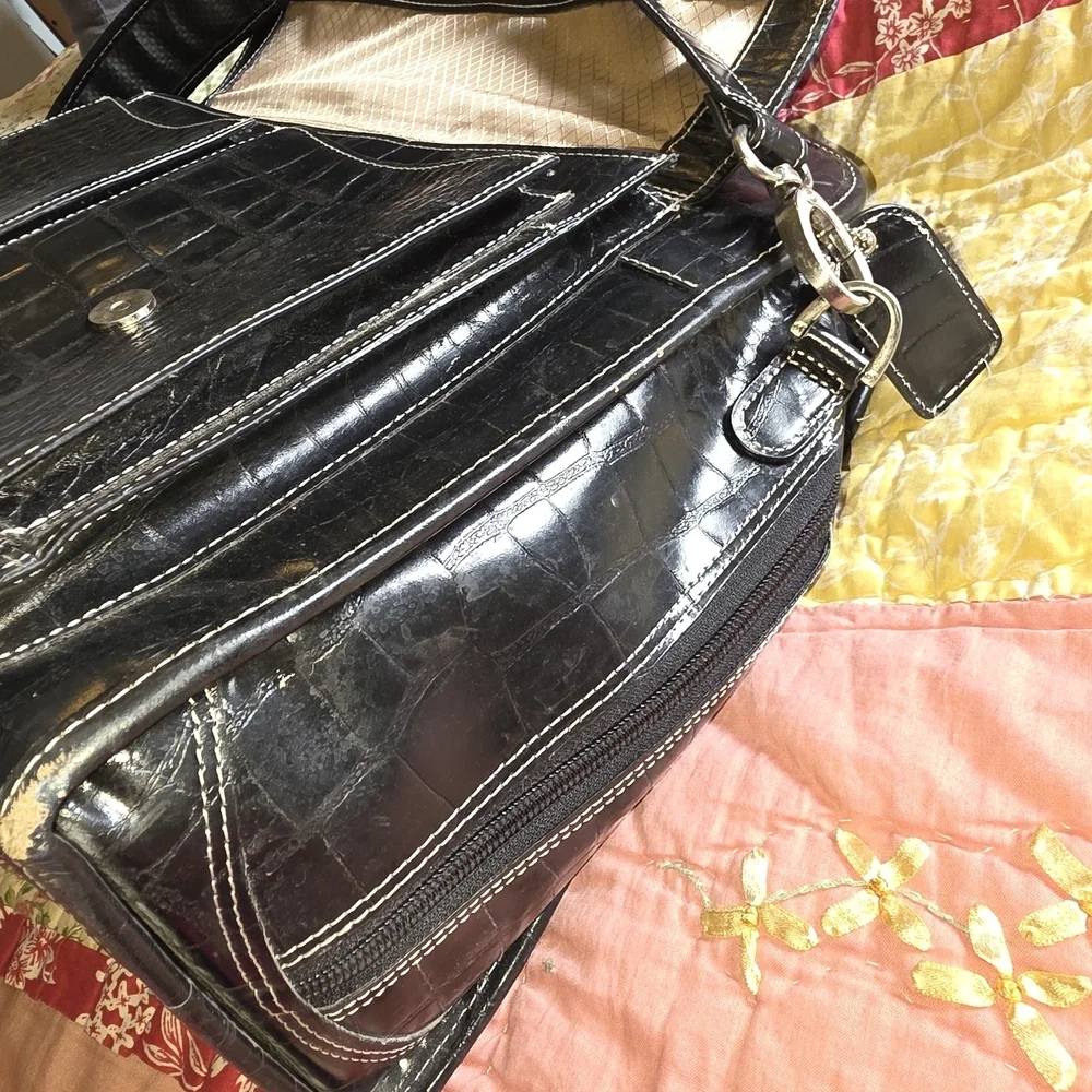 Siamod 'San Martino' Women's Leather black briefcase Laptop Case
